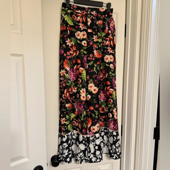 Maeve Anthropologie Women Size 4 Floral Wide Leg Pants Viscose - Picture 1 of 10